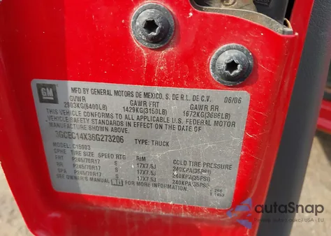 2006 Chevrolet Silverado 1500 Work Truck z USA, uszkodzony, nr VIN 3GCEC14X36G273206